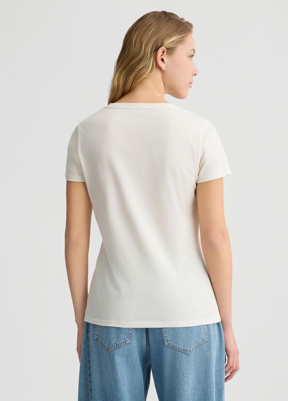 T-shirt en coton avec logo blanc et cercle Liu Jo - large image number 1