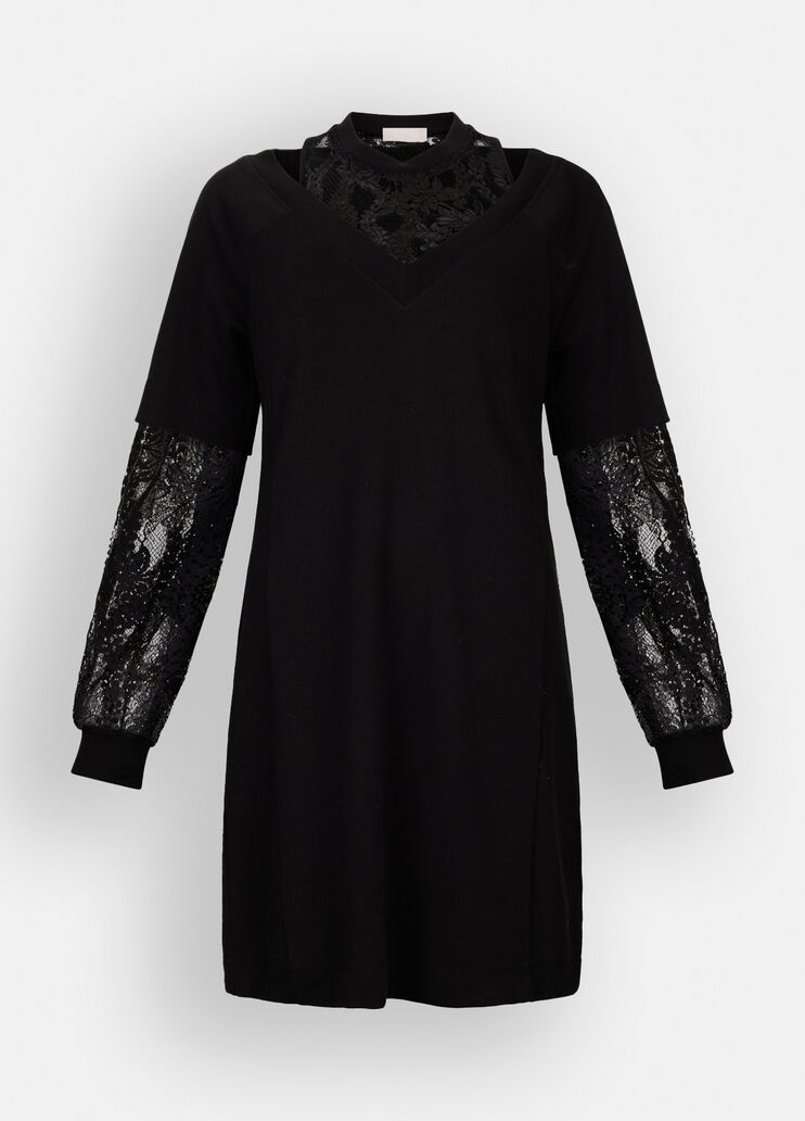 Sweatshirt dress with lace black Liu Jo - large image number 6 Sweatshirt dress with lace black Liu Jo - large image number 6