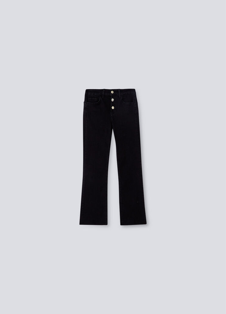 Cropped jeans with frayed edges black denim Liu Jo - large image number 5