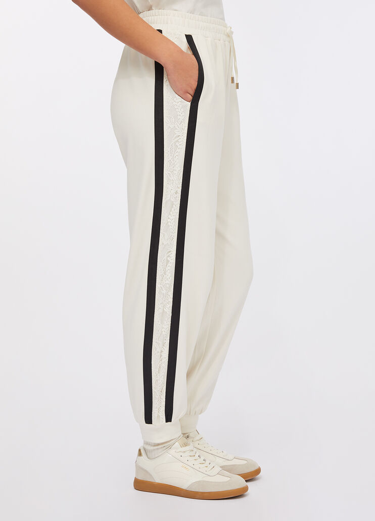 Plush jogging trousers with lace white Liu Jo - large image number 3