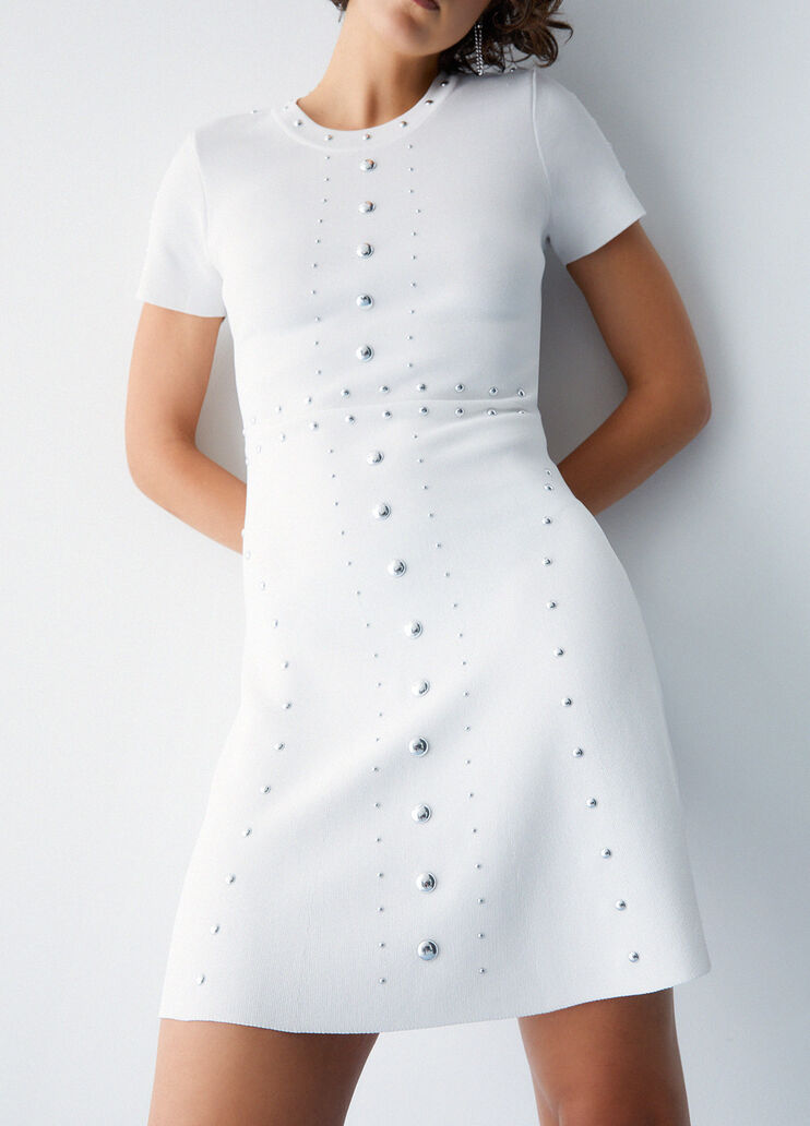 Knit dress with studs white wool Liu Jo - medium