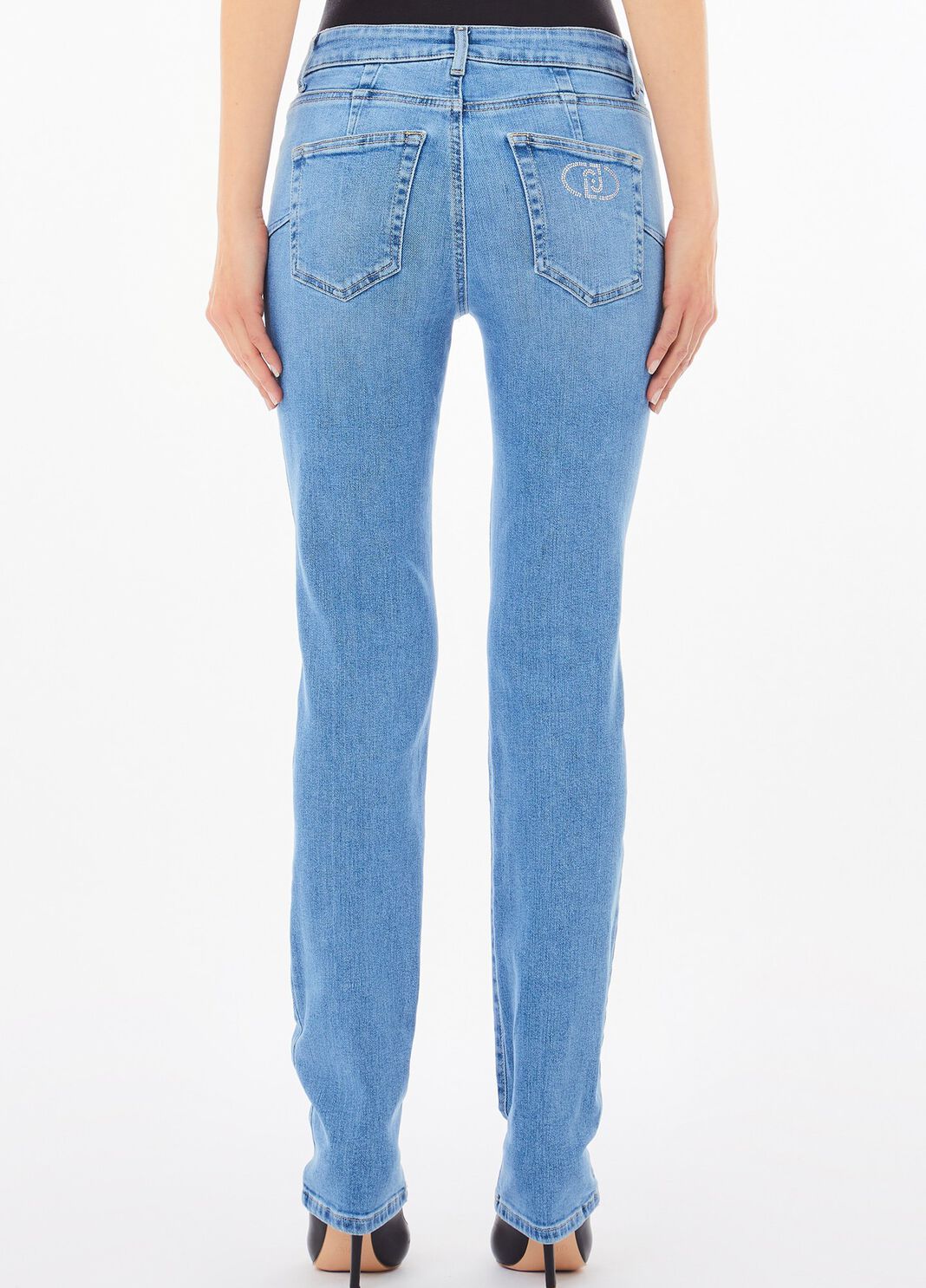Vaqueros ce&ntilde;idos claros con strass denim azul claro Liu Jo - large image number 1