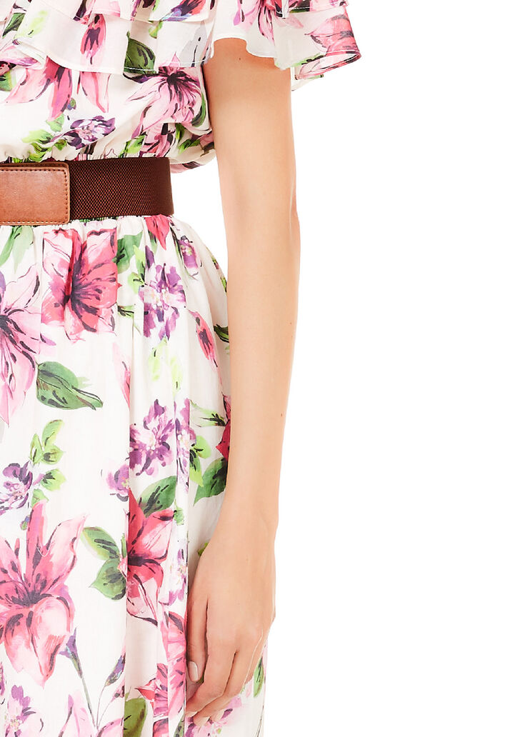 Long dress with belt White with flowers Liu Jo - large image number 2 Long dress with belt White with flowers Liu Jo - large image number 2