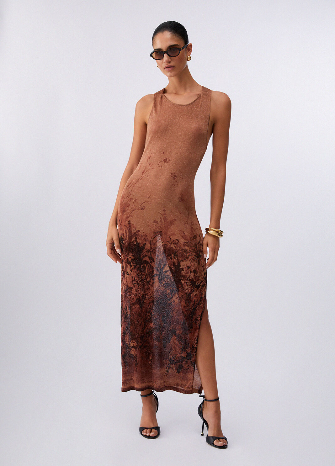 Langes bedrucktes Strickkleid Braun Liu Jo - large image number 5