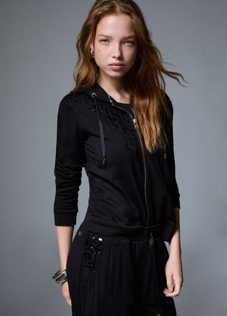 Hoodie with sequins black Liu Jo - medium