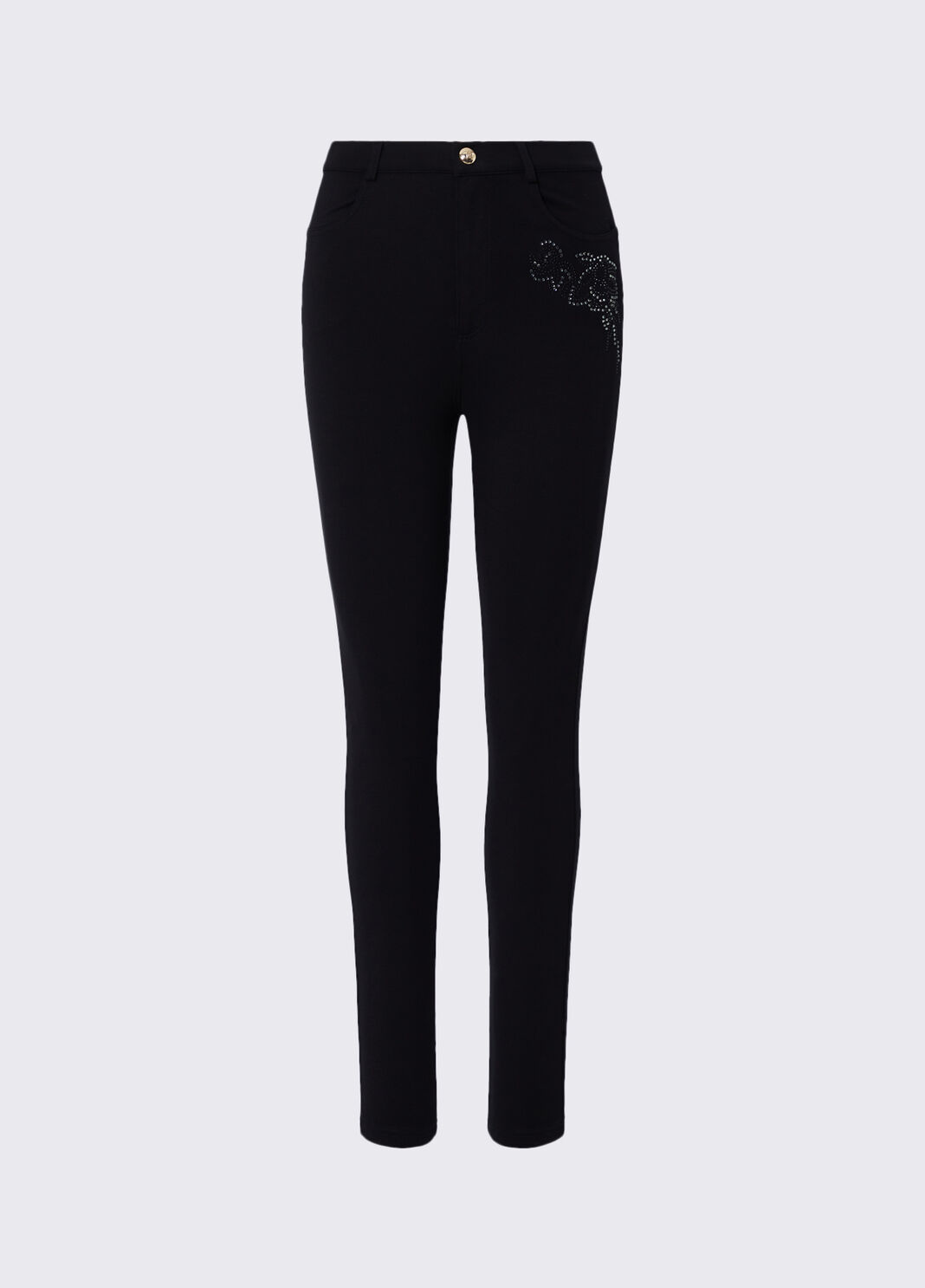 Skinny pants with jewel embroidery black/ramage Liu Jo - large image number 6