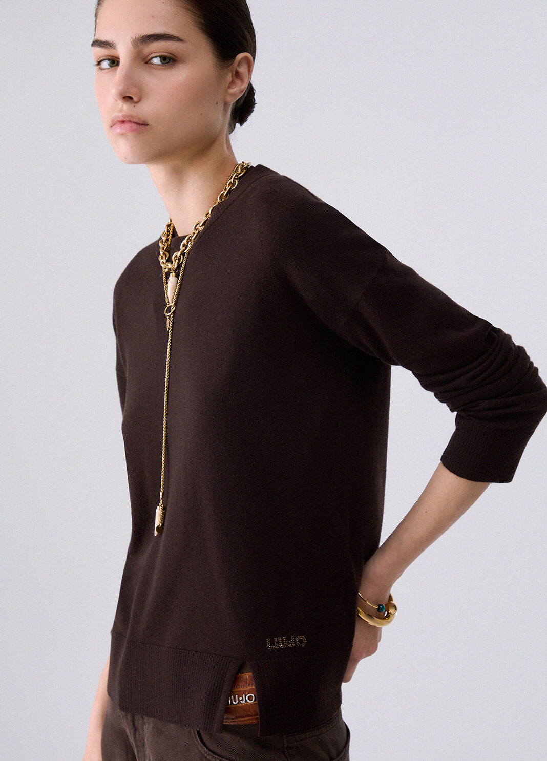 Wool Blend Sweater dark brown Liu Jo - large image number 4