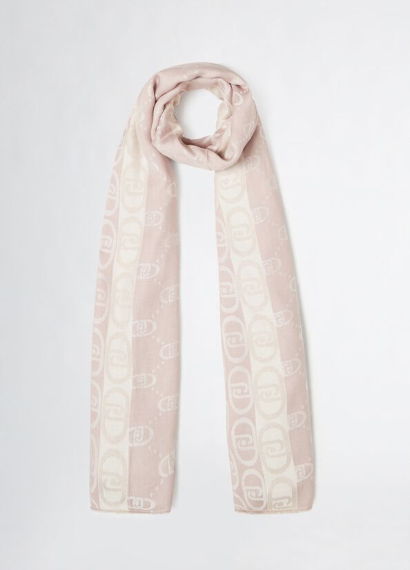 Peach jacquard monogram stole almond Liu Jo - large image number 1