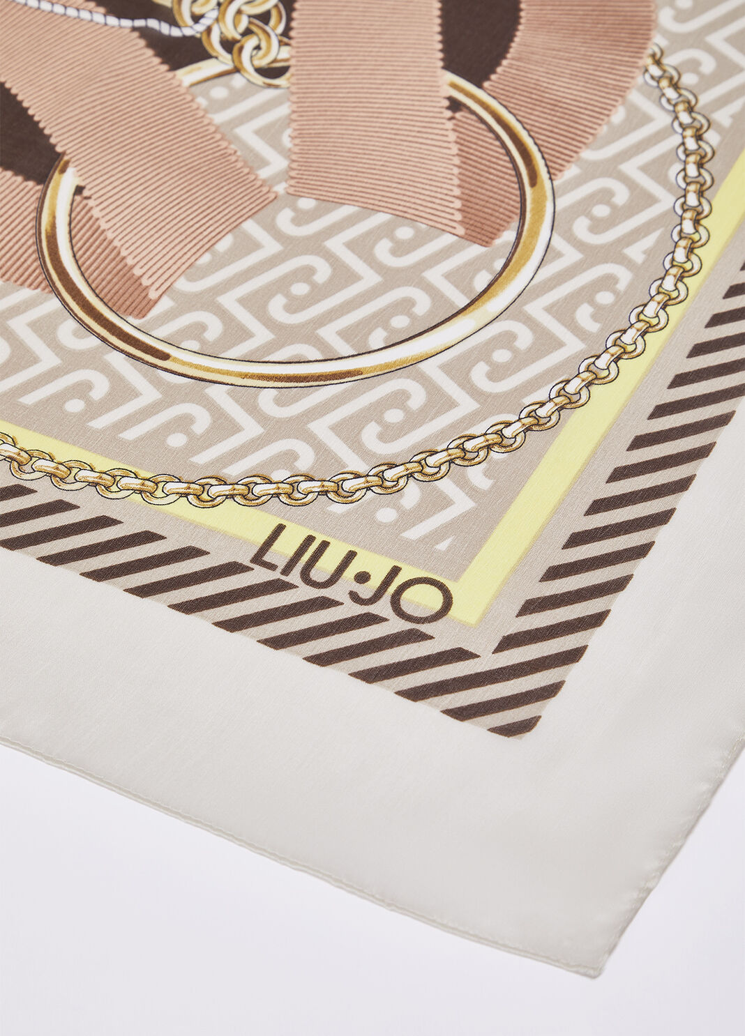 Платок с мотивом лент бежевый Liu Jo - large image number 3