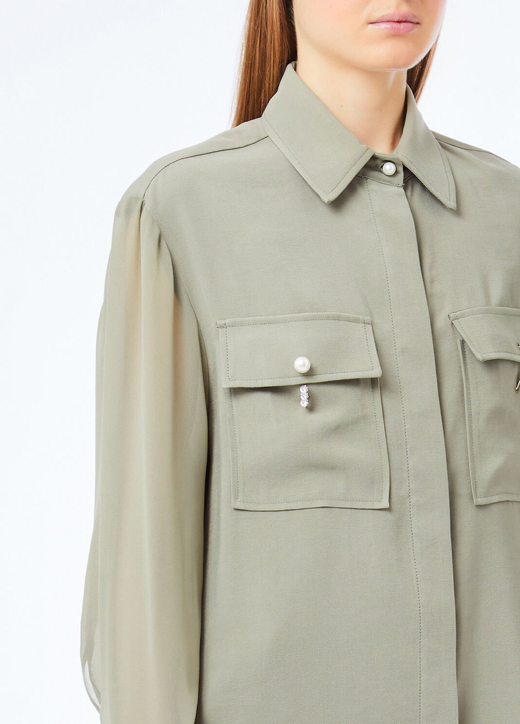 Gabardine overshirt jacket asparagus Liu Jo - large image number 2