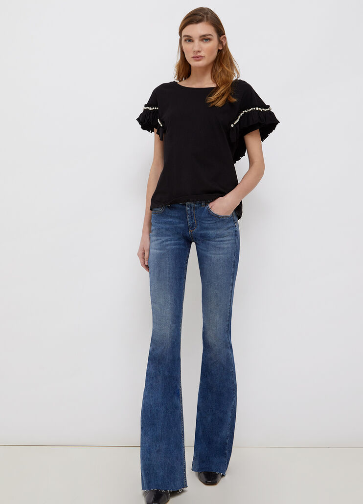 T-shirt with rouches and appliqués black Liu Jo - large image number 3 T-shirt with rouches and appliqués black Liu Jo - large image number 3