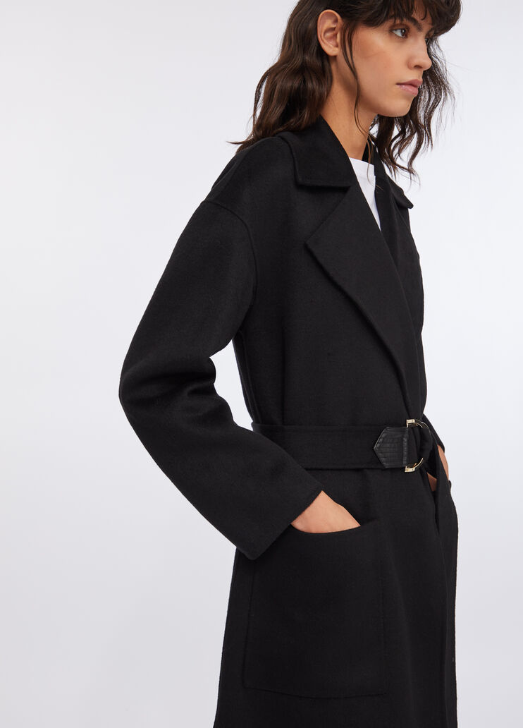 Manteau en laine avec ceinture noir Liu Jo - large image number 3 Manteau en laine avec ceinture noir Liu Jo - large image number 3