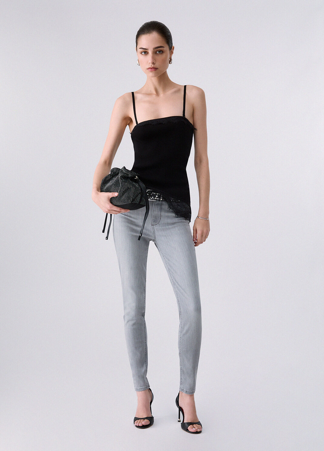 Jean skinny taille haute denim gris Liu Jo - large image number 5