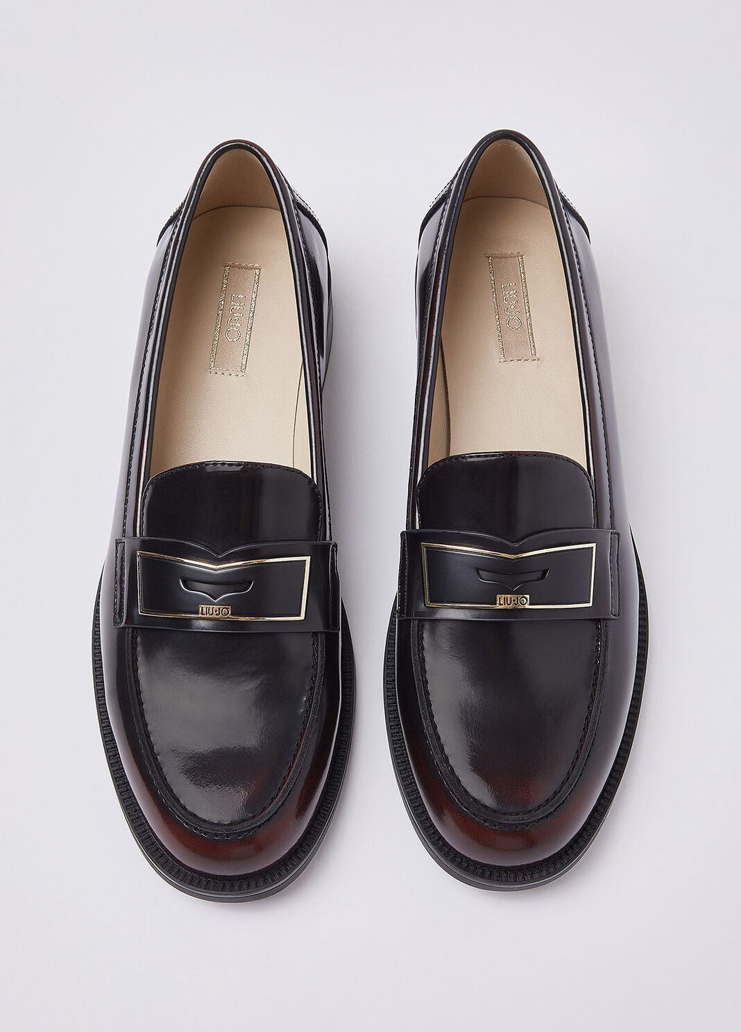 Mocassini in pelle spazzolata nero/bordeaux Liu Jo - large image number 4