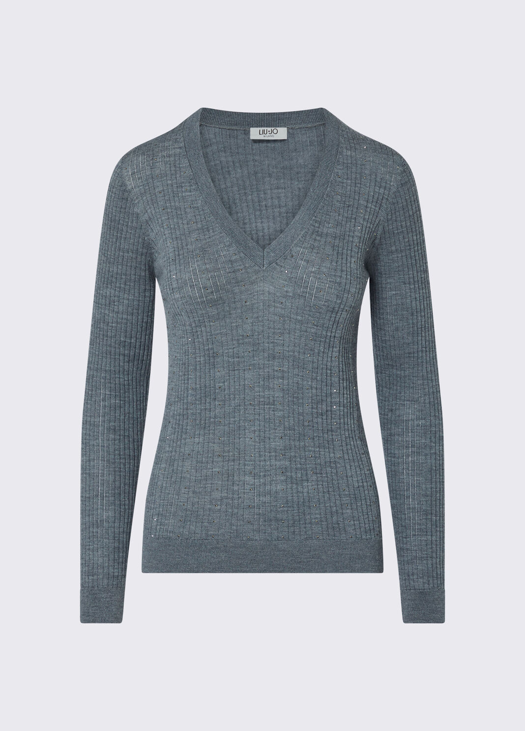 Knit in wool with V-neck grey m&eacute;lange Liu Jo - large image number 6