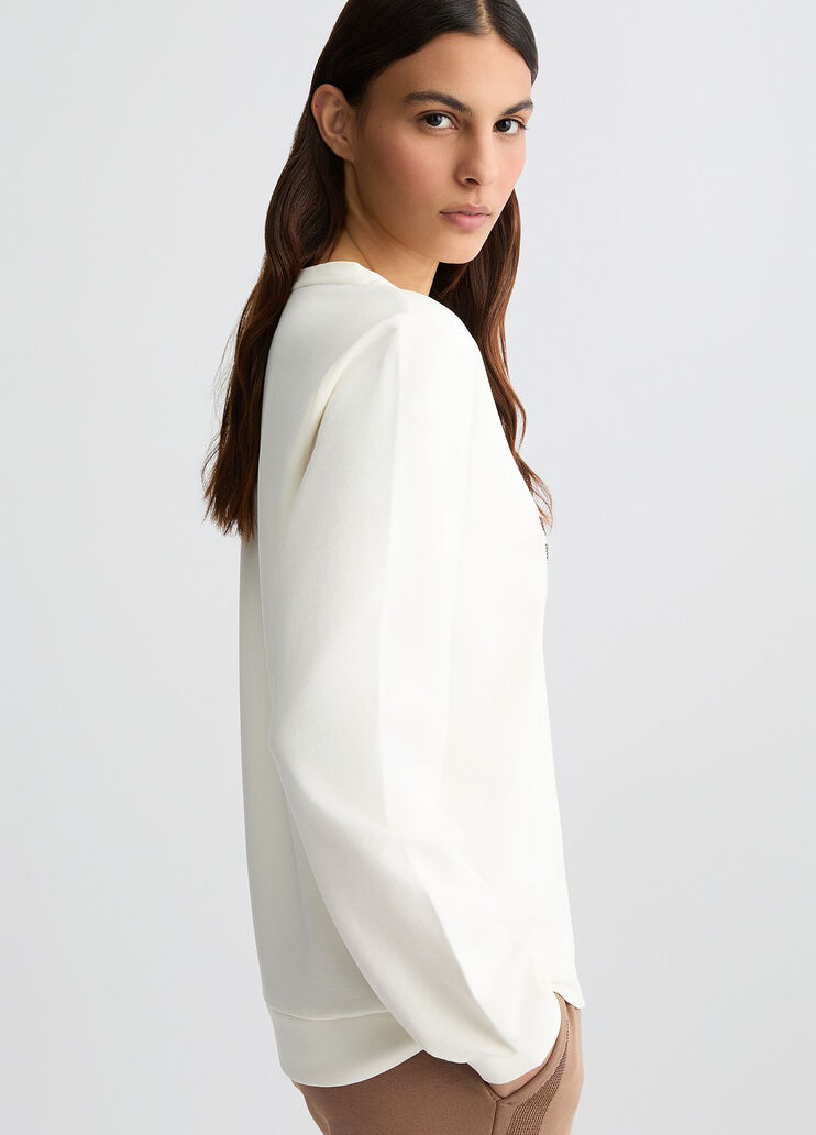 Sweatshirt with animal print and rhinestones white/animal-print Liu Jo - large image number 3 Sweatshirt with animal print and rhinestones white/animal-print Liu Jo - large image number 3