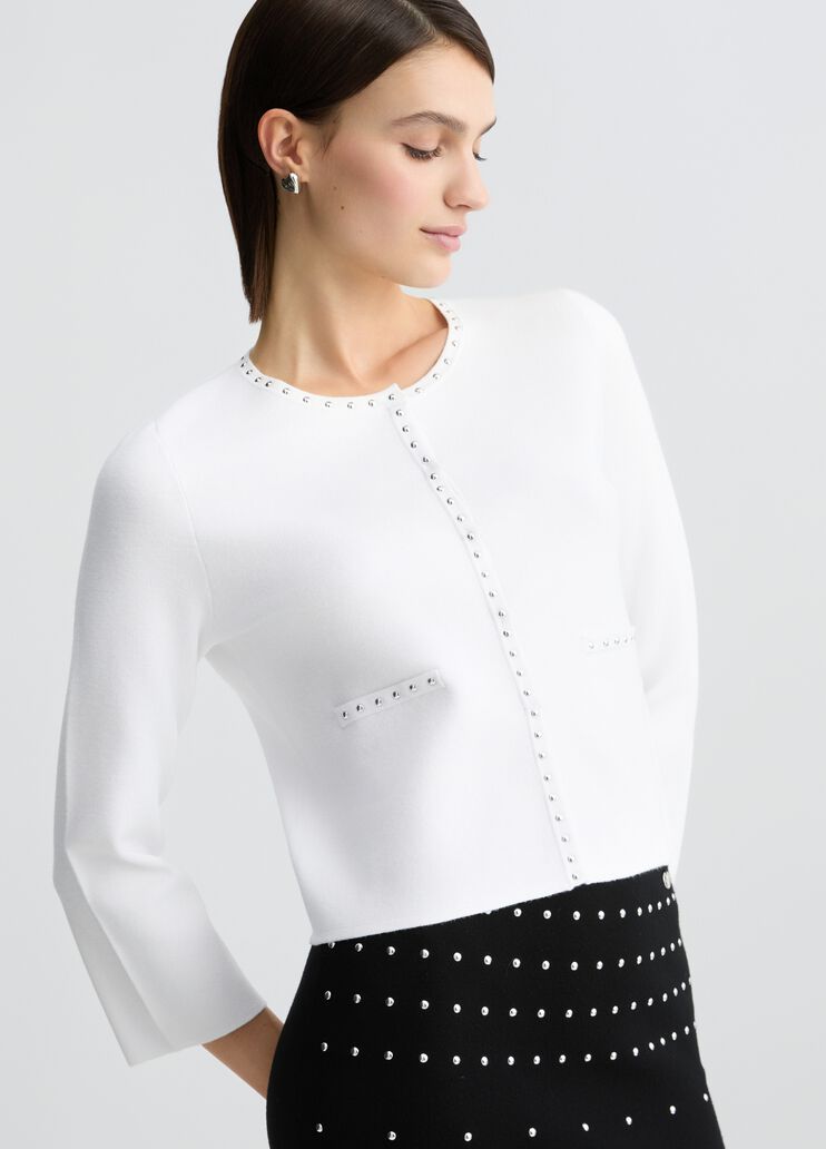 Knit jacket with studs white wool Liu Jo - medium Knit jacket with studs white wool Liu Jo - medium