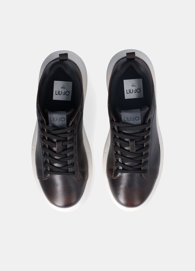 Brushed leather platform sneakers brown Liu Jo - large image number 3 Brushed leather platform sneakers brown Liu Jo - large image number 3