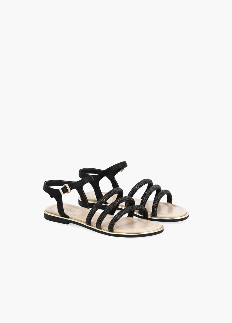 Sandales plates avec strass noir Liu Jo - large image number 2