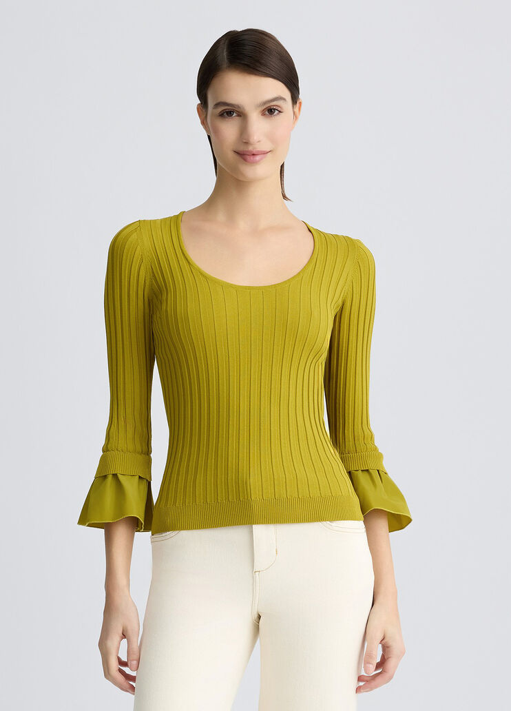 Jumper with flounced sleeves avocado Liu Jo - medium Jumper with flounced sleeves avocado Liu Jo - medium