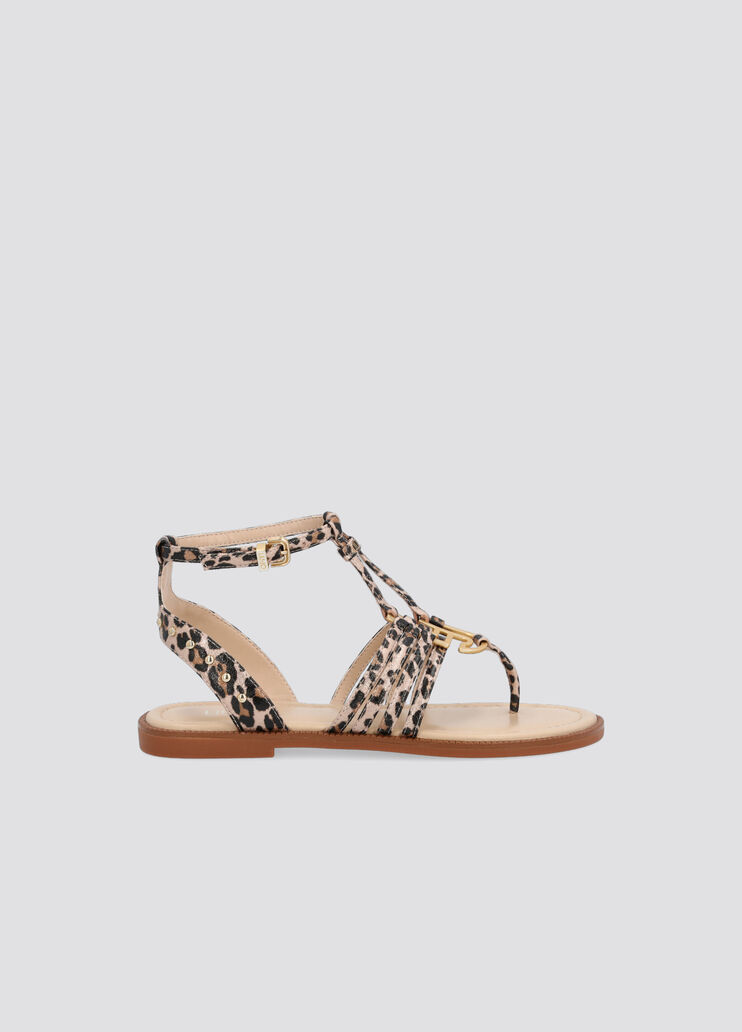 T-bar sandals with logo leopard print Liu Jo - large image number 0 T-bar sandals with logo leopard print Liu Jo - large image number 0