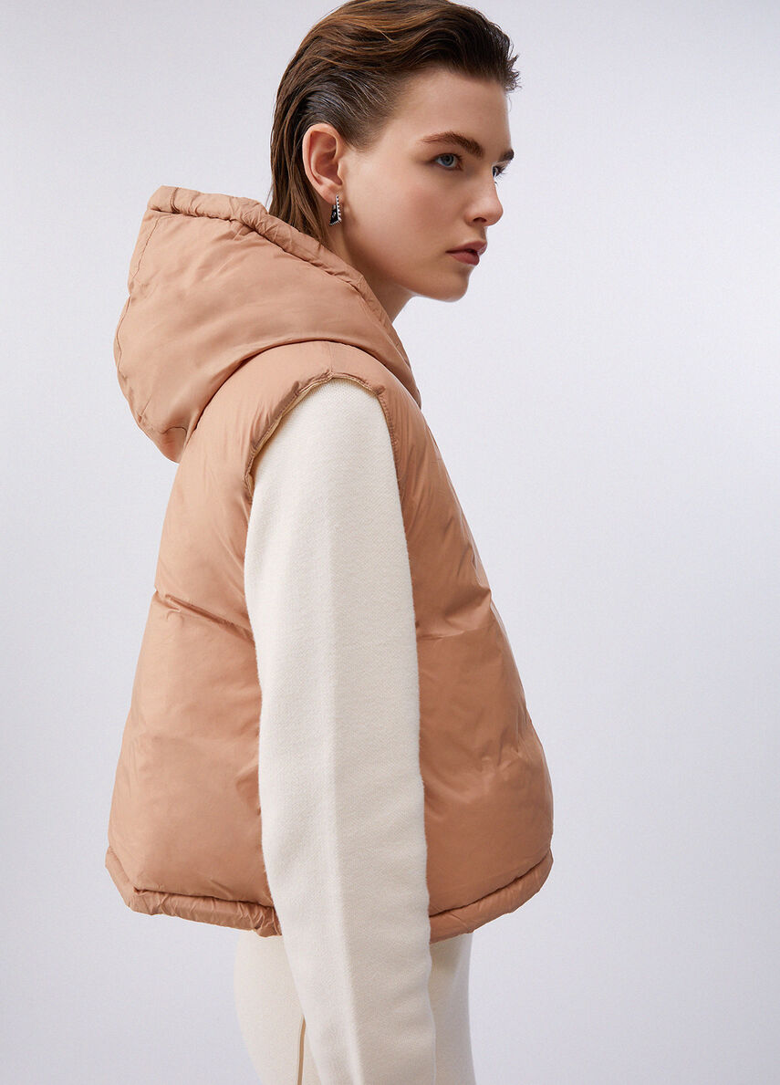 Cropped gilet with hood colour beige | Liu Jo