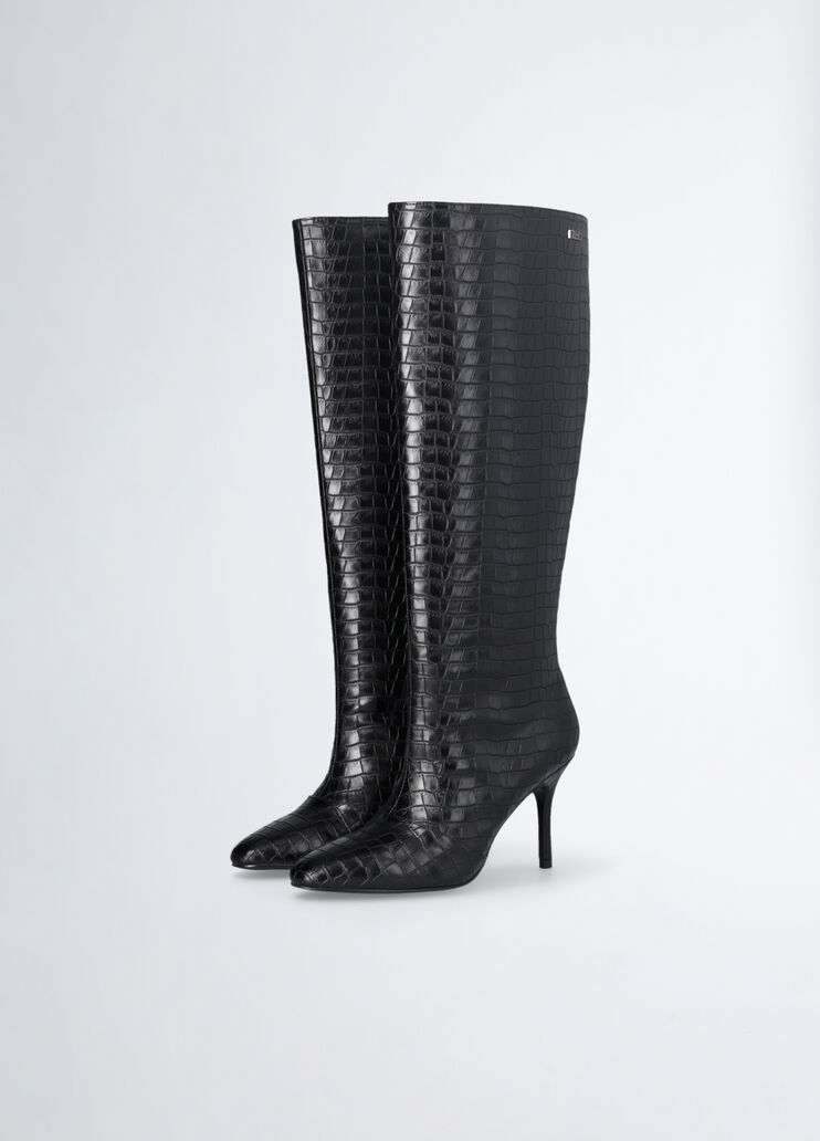 Crocodile-print knee-high boots black Liu Jo - medium Crocodile-print knee-high boots black Liu Jo - medium