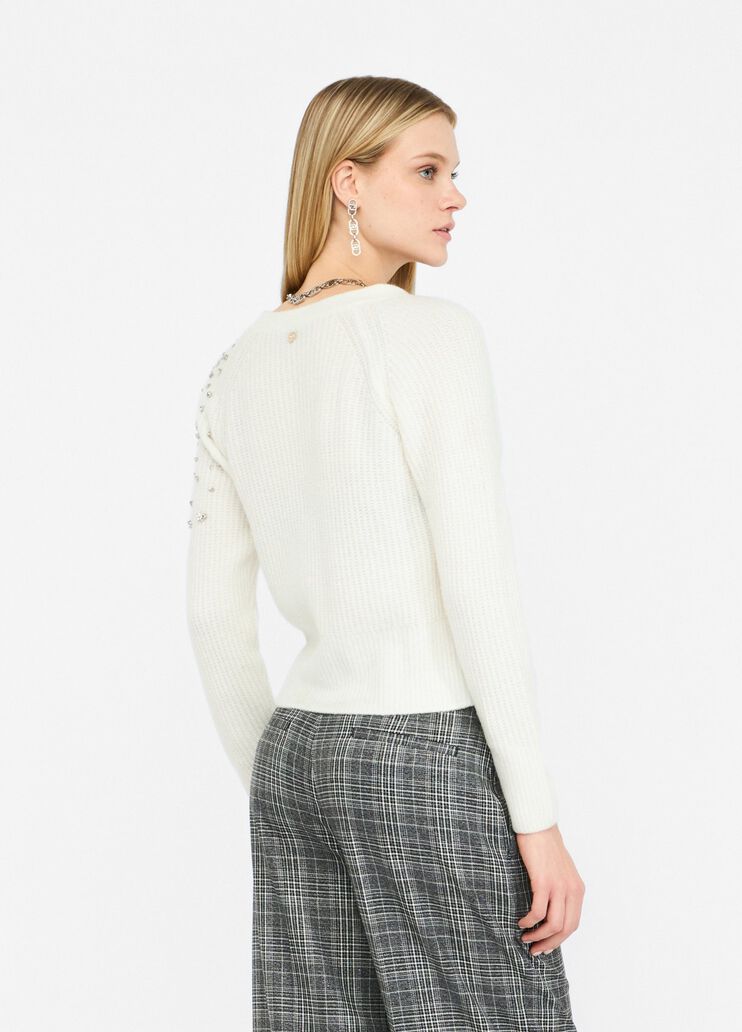 Cardigan en laine avec broderies bijoux blanc Liu Jo - large image number 1