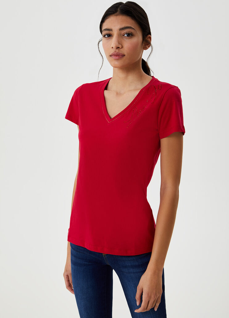 T-shirt with logo Cherry Red Liu Jo - large image number 0