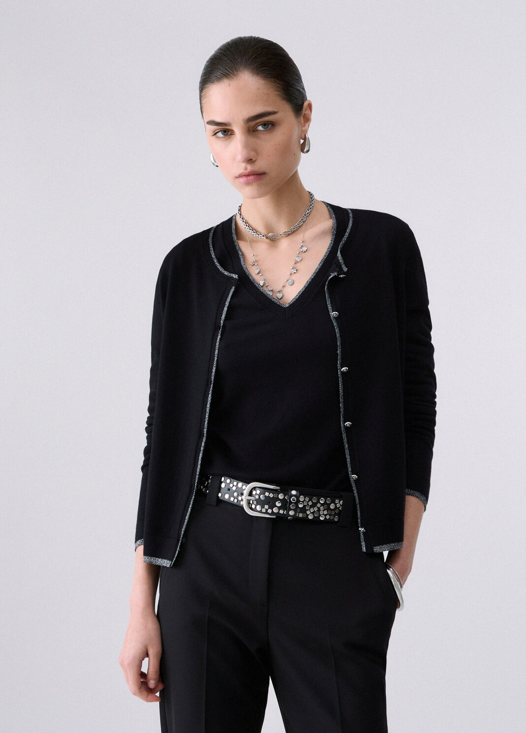 Cardigan with Lurex&reg; Trims black Liu Jo - large image number 0