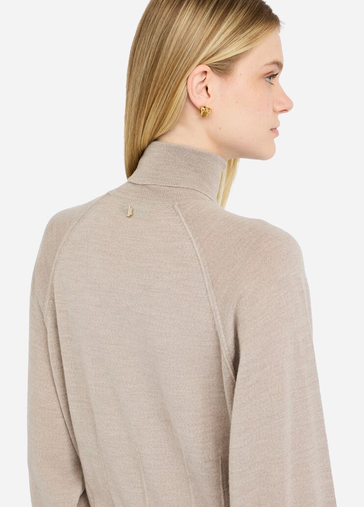 Wool turtleneck with lace dove grey Liu Jo - large image number 4 Wool turtleneck with lace dove grey Liu Jo - large image number 4