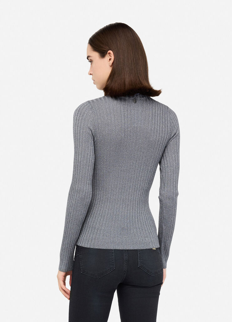 Jersey de cuello alto con lurex® gris antracita Liu Jo - large image number 1