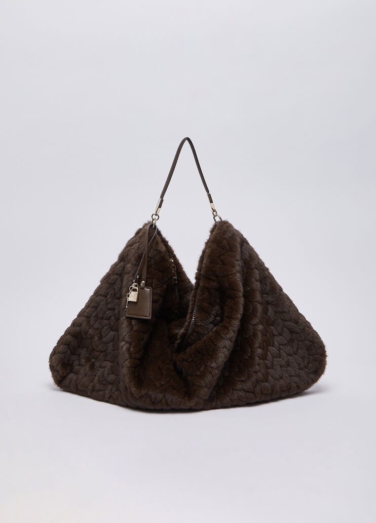Grand Sac en Fausse Fourrure marron fonc&eacute; Liu Jo - medium