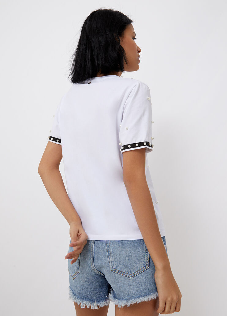 Eco-friendly T-shirt with beads optical white Liu Jo - large image number 1