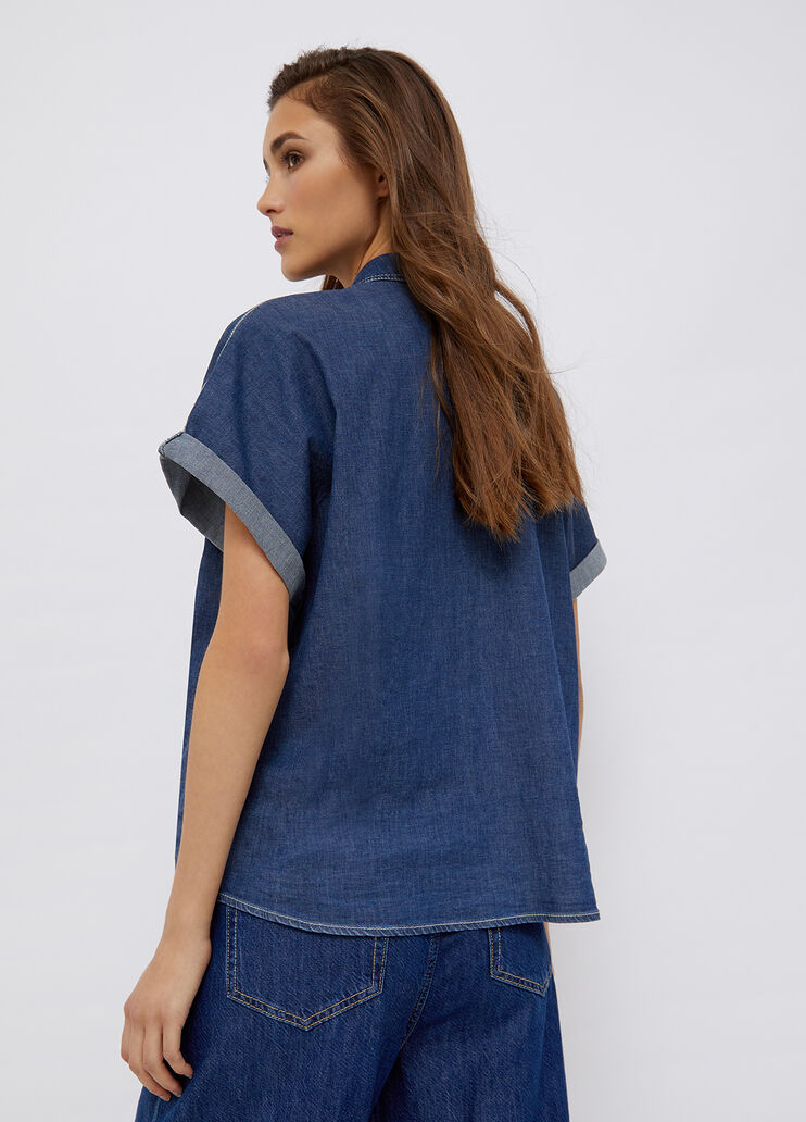Джинсовая рубашка свободного силуэта синий деним Liu Jo - large image number 1
