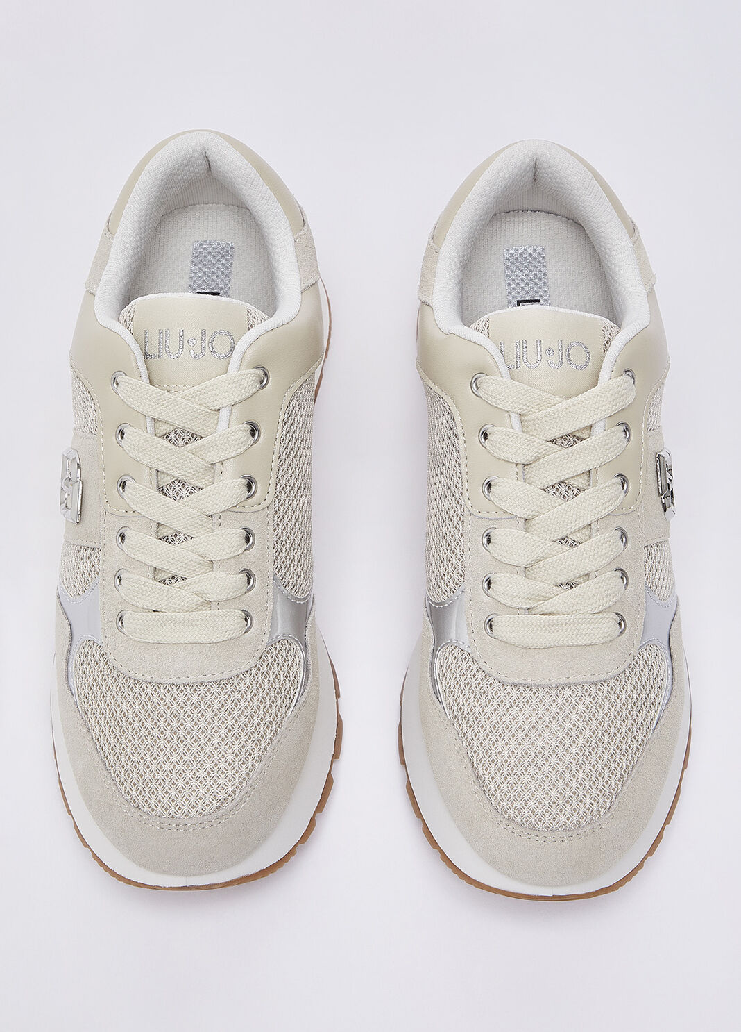  Suede and mesh platform sneakers beige Liu Jo - large image number 3