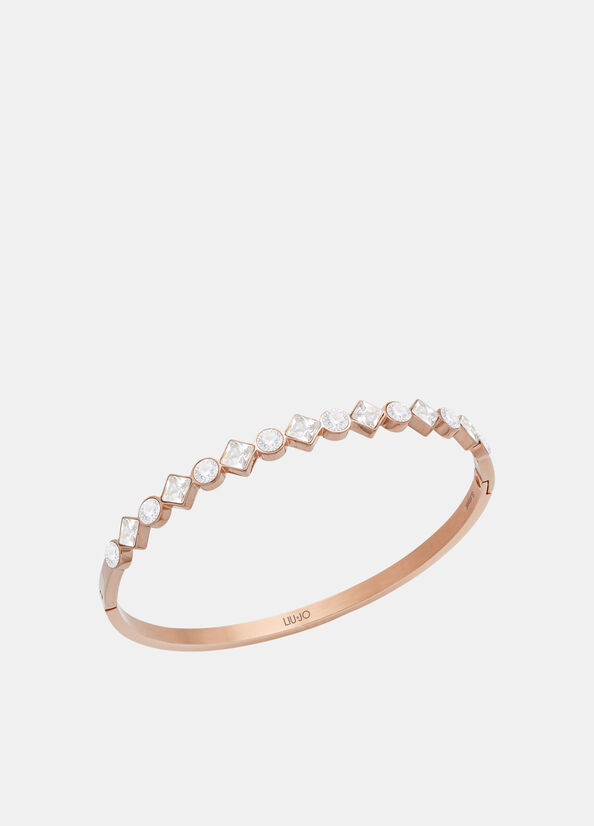 Rigid bracelet with glass crystals rose gold Liu Jo - large image number 1
