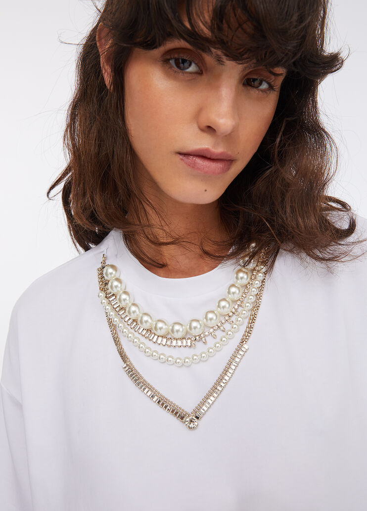 T-shirt with pearls and rhinestones white Liu Jo - large image number 2 T-shirt with pearls and rhinestones white Liu Jo - large image number 2