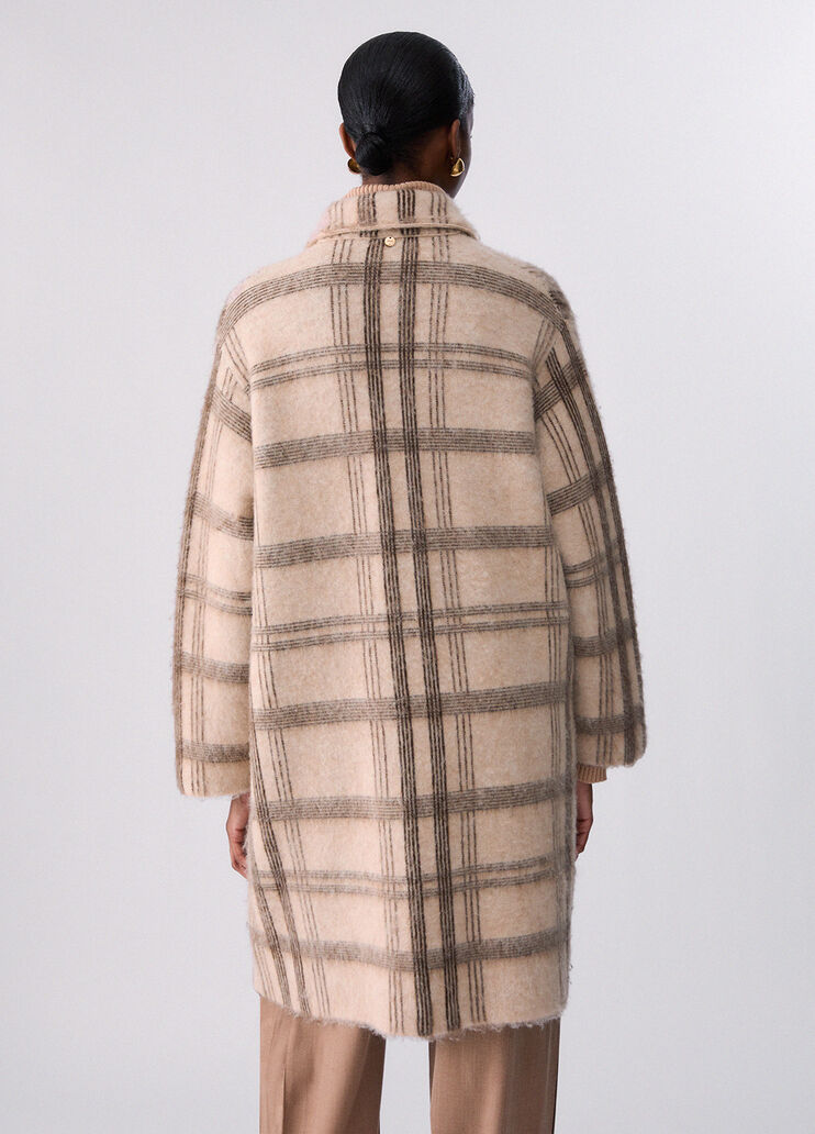 Cappotto jacquard in maglia spazzolata beige Liu Jo - medium