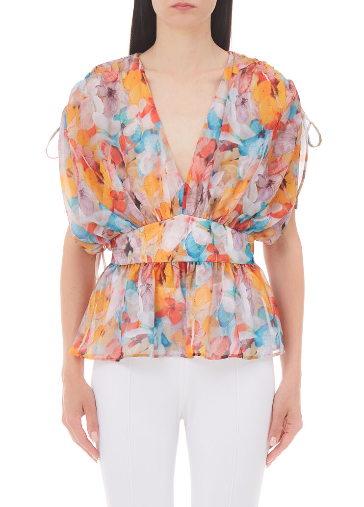 Top in chiffon stampato farfalle multicolor Liu Jo - large image number 0 Top in chiffon stampato farfalle multicolor Liu Jo - large image number 0