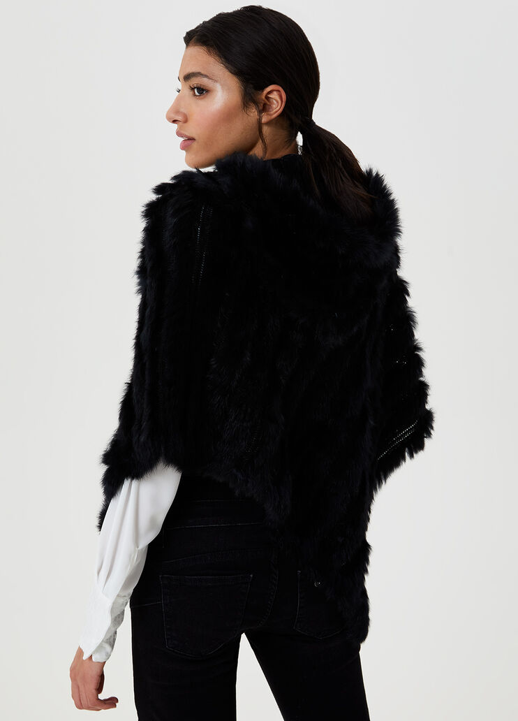Poncho de piel de conejo Negro Liu Jo - large image number 3