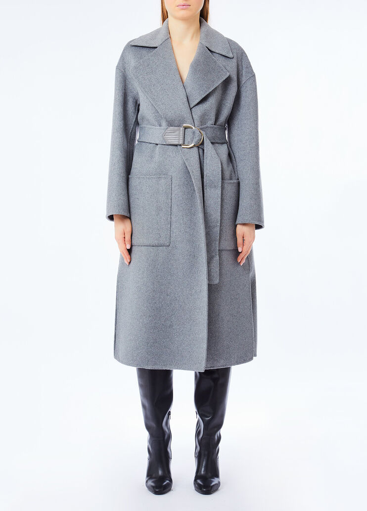 Wollmantel mit G&uuml;rtel Grau Liu Jo - medium