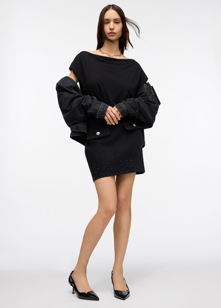 Minirock aus Denim mit Strass Denim-Schwarz Liu Jo - medium