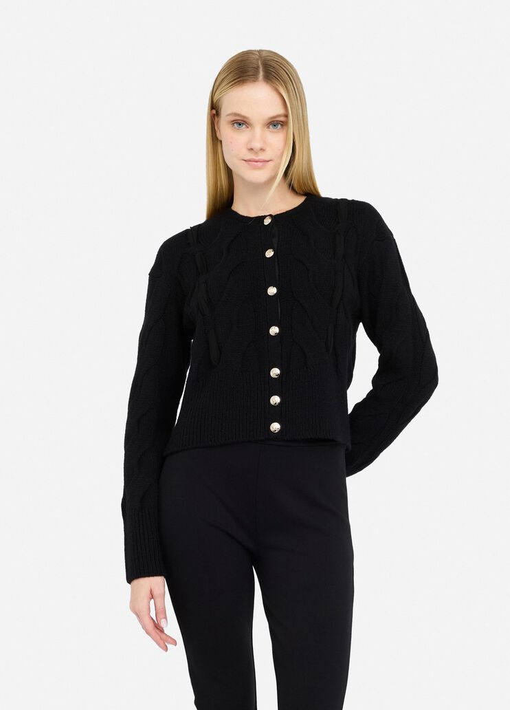 Cardigan en laine avec motif de torsades noir Liu Jo - medium Cardigan en laine avec motif de torsades noir Liu Jo - medium