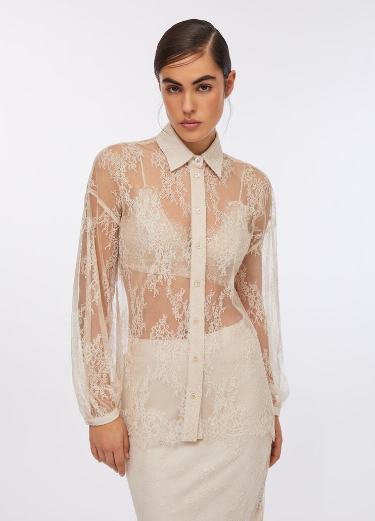 Hemdbluse aus Spitze Beige Liu Jo - large image number 0 Hemdbluse aus Spitze Beige Liu Jo - large image number 0