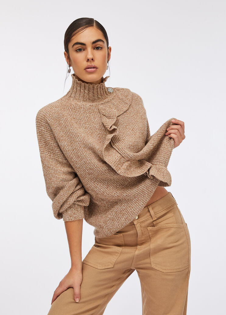 Jersey con volante grande chocolate Liu Jo - medium