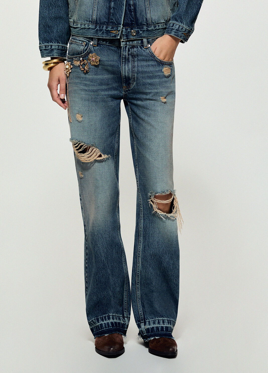 Jeans destroyed mit spille Schmuck dunkelblauer Denim Liu Jo - large image number 0