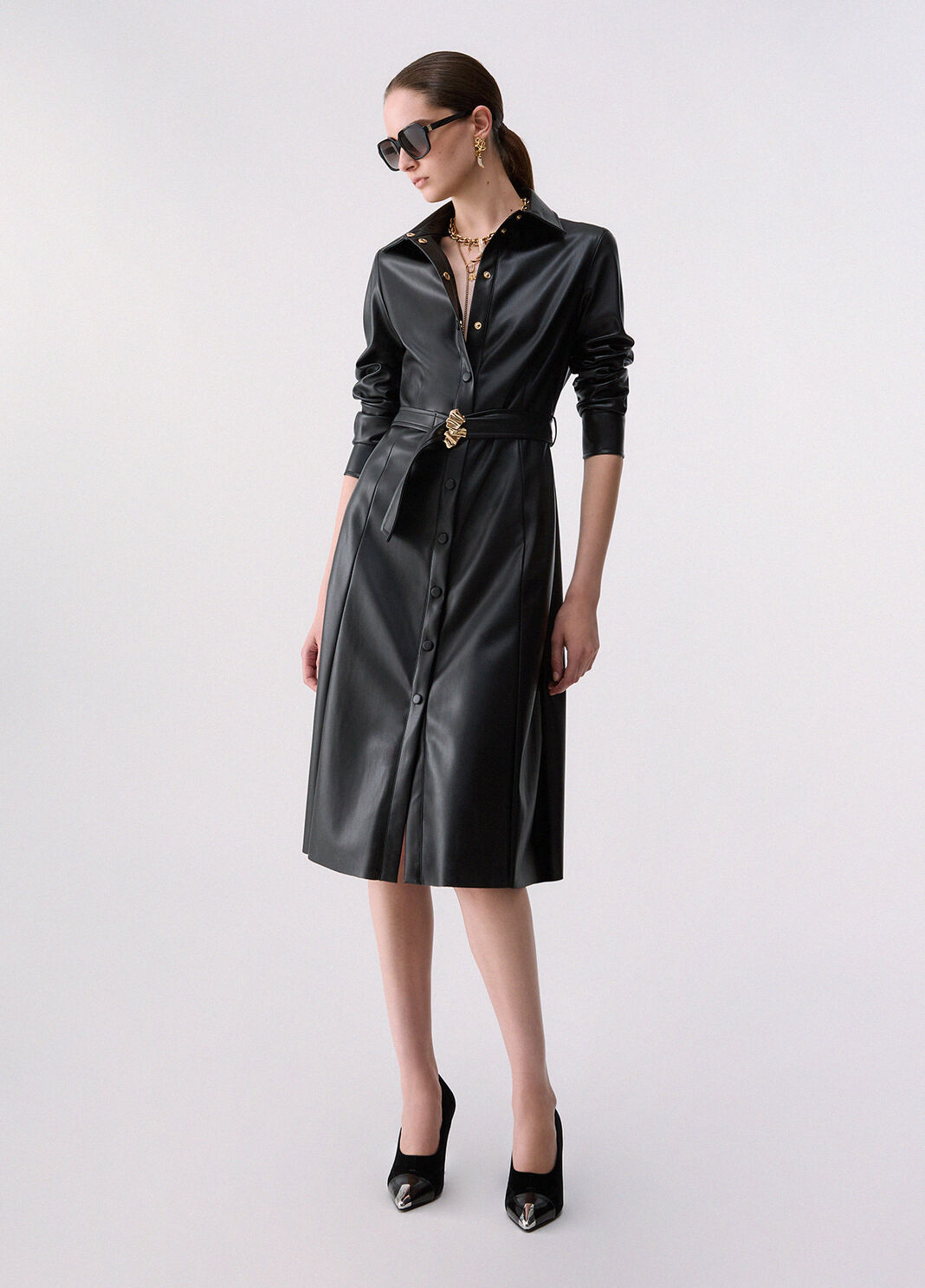 Coated fabric dress black Liu Jo - large image number 5