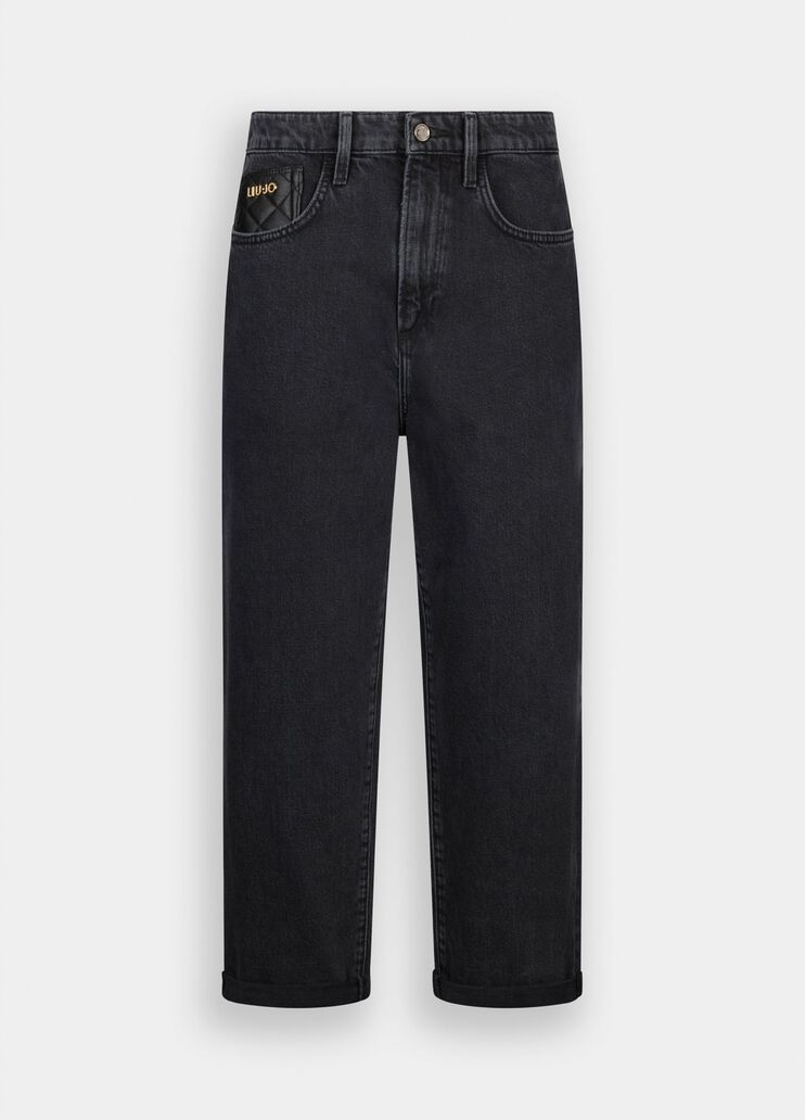 Boyfriend-Jeans mit gesteppter Tasche Denim-Schwarz Liu Jo - large image number 6 Boyfriend-Jeans mit gesteppter Tasche Denim-Schwarz Liu Jo - large image number 6