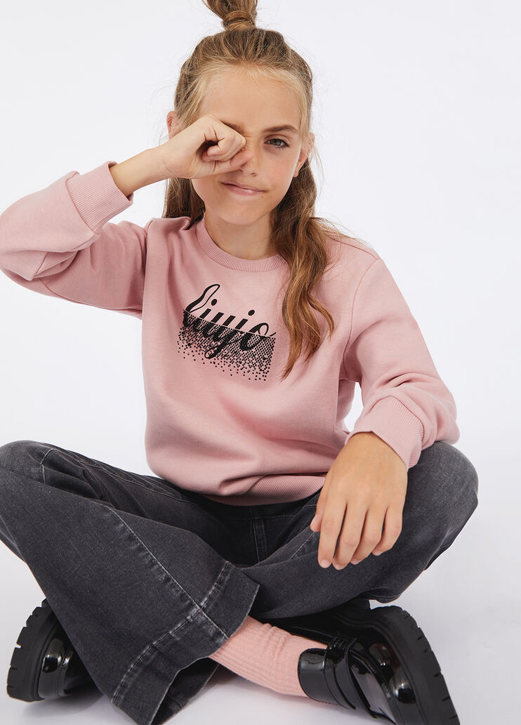 Cotton sweatshirt with logo pink Liu Jo - medium Cotton sweatshirt with logo pink Liu Jo - medium